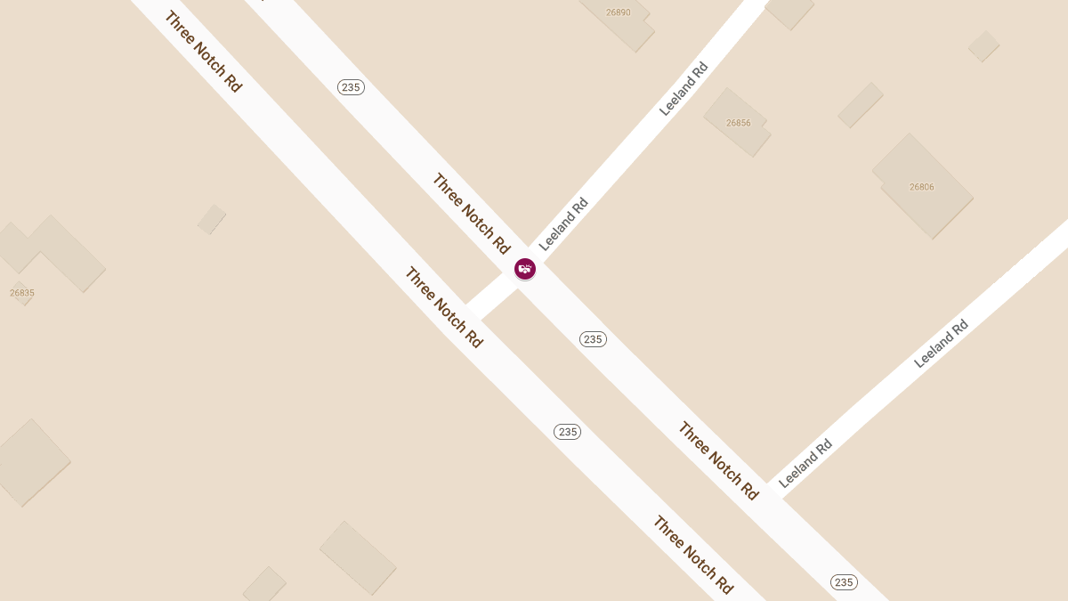 Crash with Injuries at Three Notch Rd & Leeland Rd