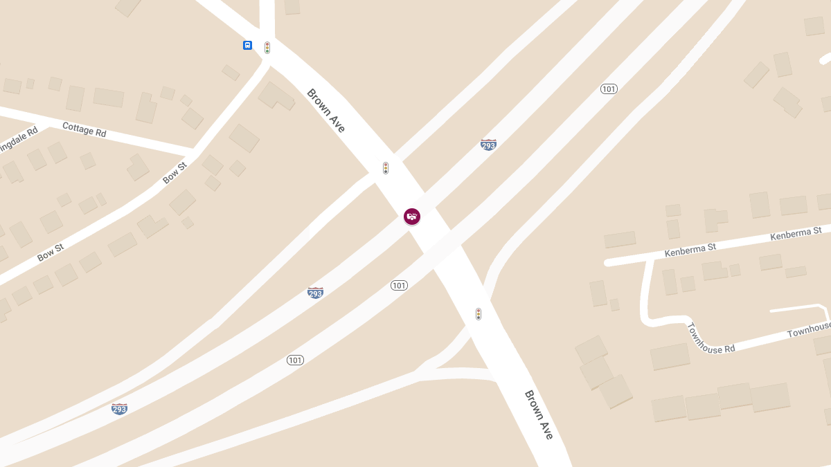 Crash with Injuries on I-293 N at Brown Ave