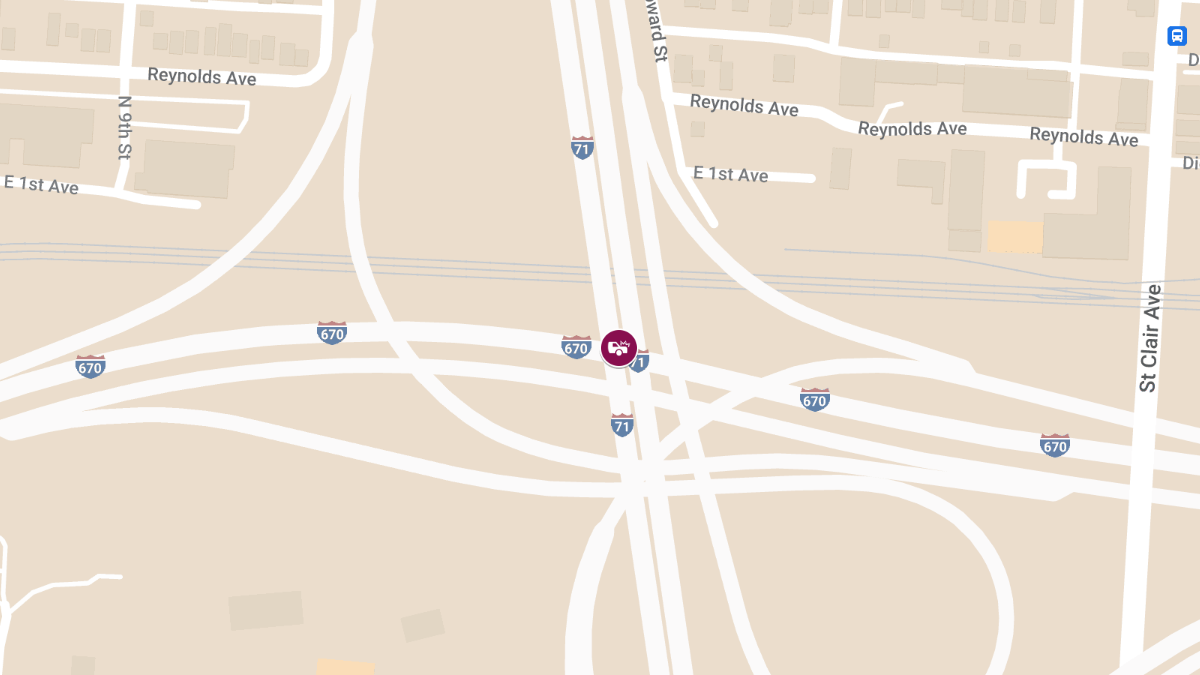 Crash with Injuries on I-670 Westbound at Mile Marker 5