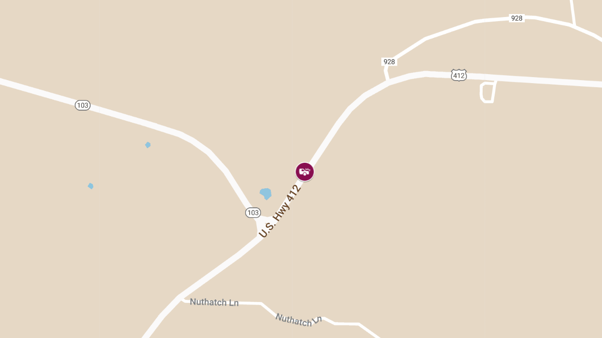 Crash with Injuries on U.S. Highway 412 Near State Highway 103