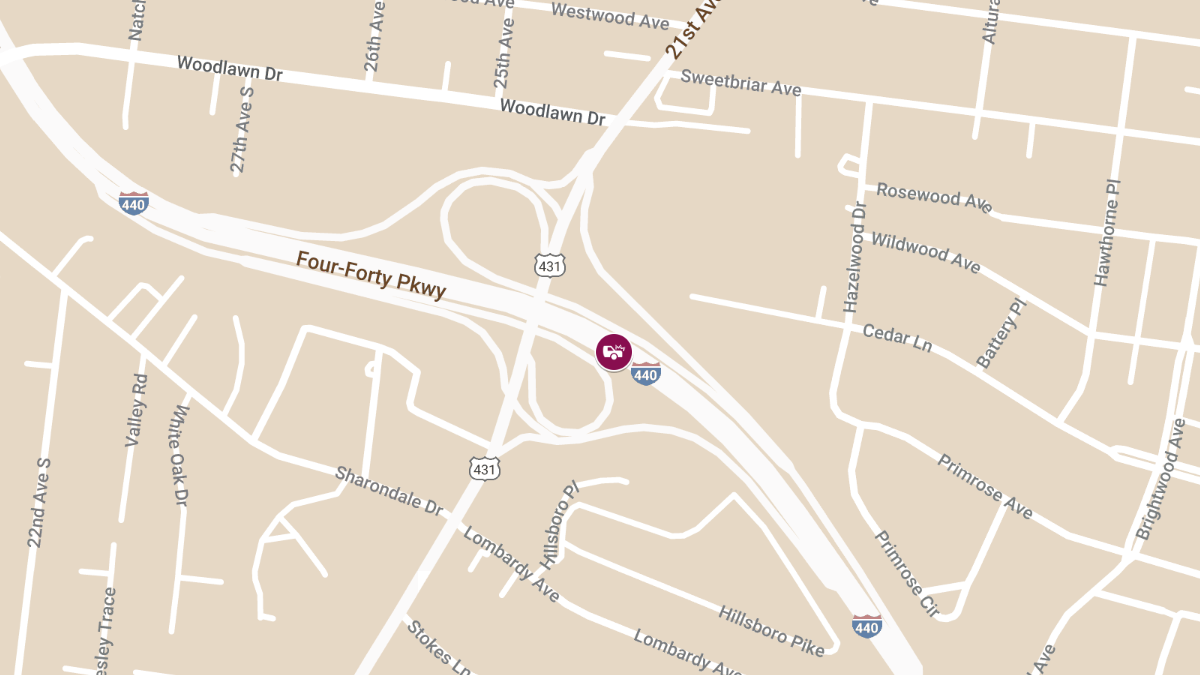 – Injuries in Crash at Exit 3 on I-440 W Near 21st Ave Hillsboro Pike Exit