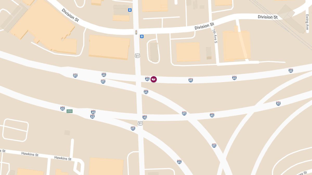 Injury Accident at Exit 210 I-40 E near S/B I-65 Exit for Huntsville