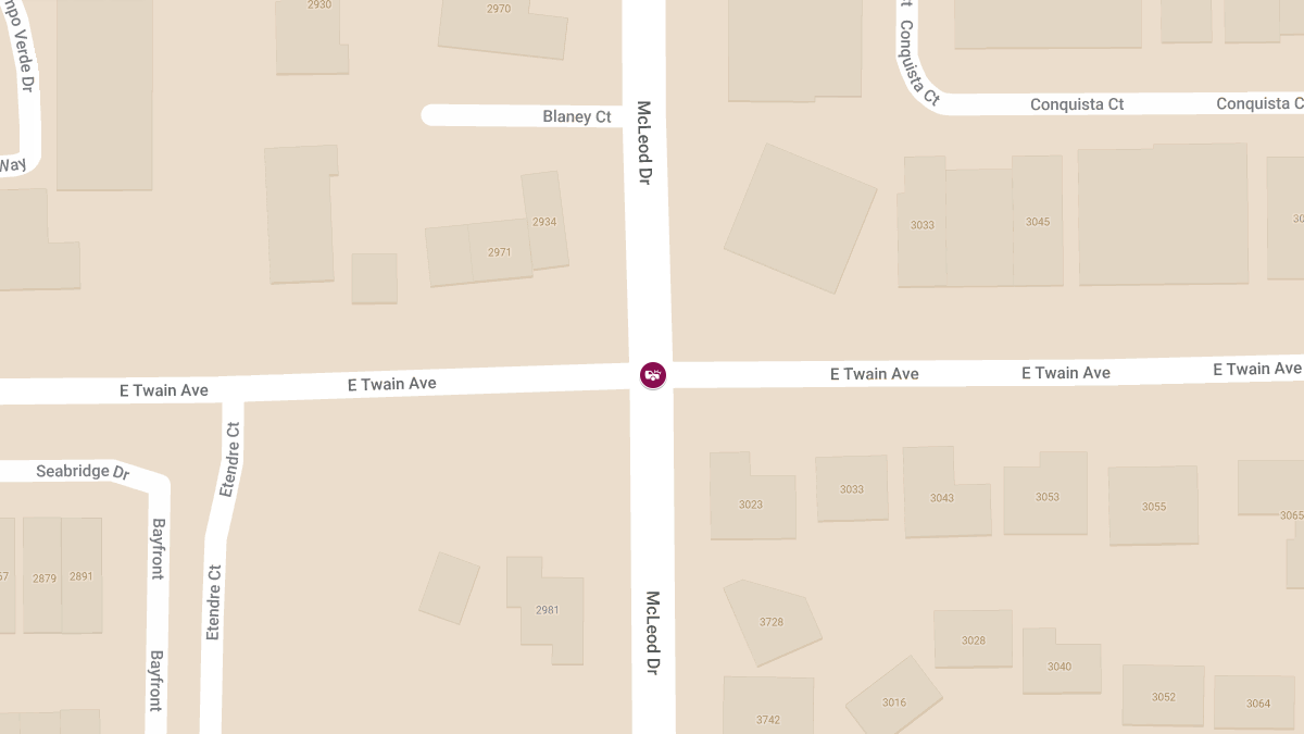 Injury Accident at Pecos McLeod Int & E Twain Ave