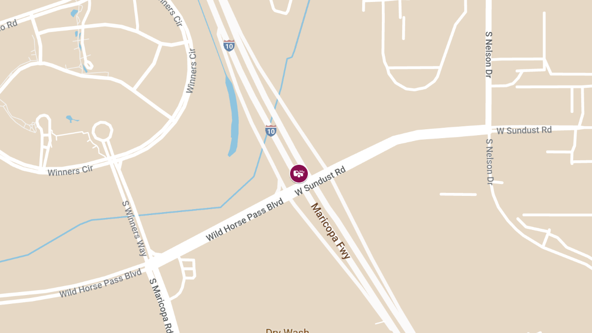 Injury Accident on I-10 at Wild Horse Pass Blvd & Sundust Rd