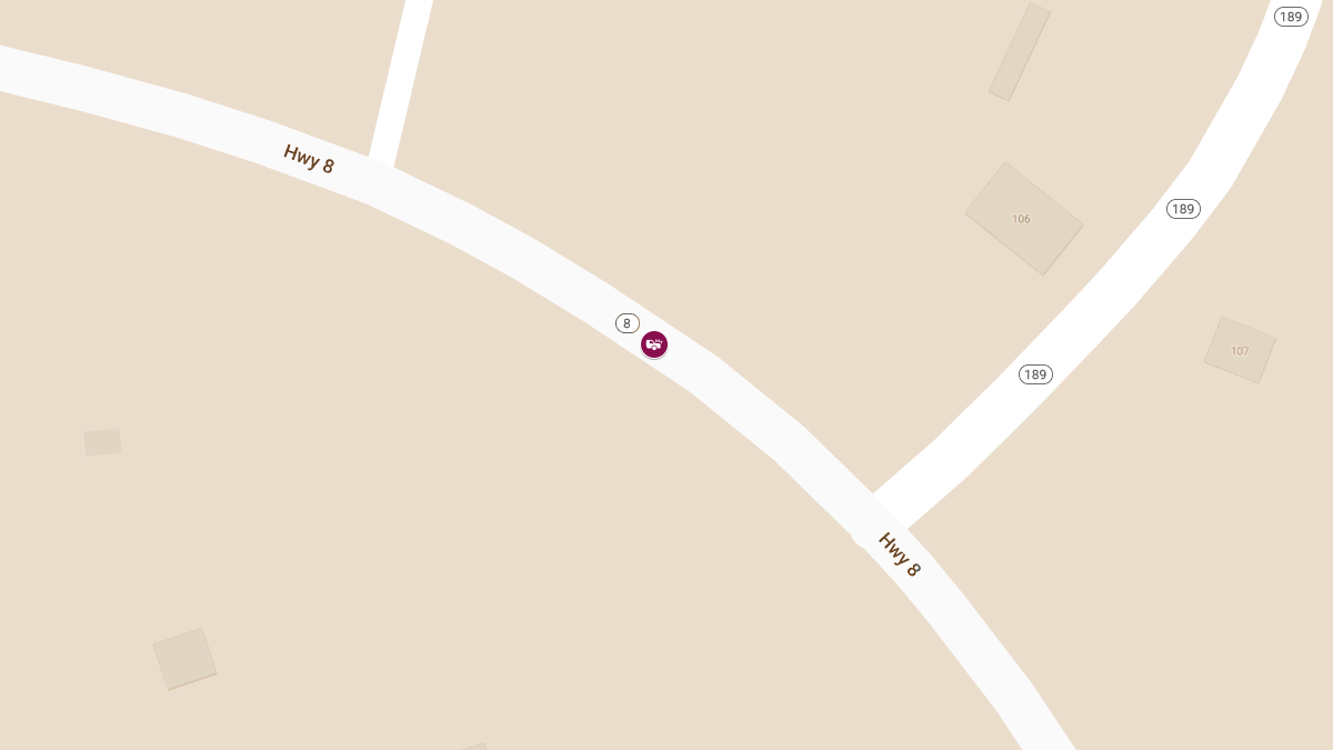 Injury Accident on State Highway 8, 4.4 Miles Northwest of State Highway 189