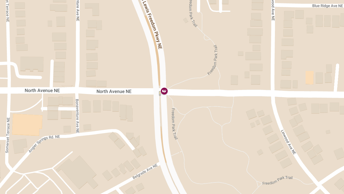 Injury Collision at North Ave NE & John Lewis Freedom Pkwy 