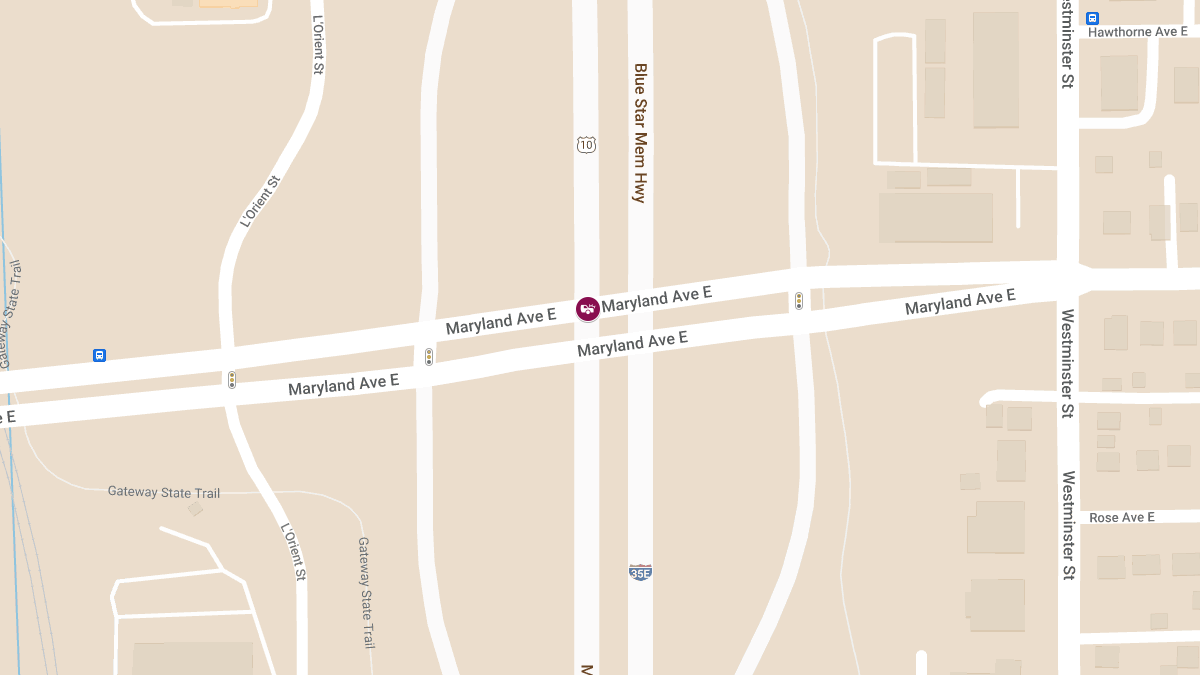 Injury Collision on I-35E S at Maryland Ave E