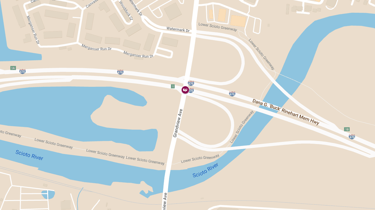 Injury Crash at I-670 W & Grandview Ave in Greater Hilltop