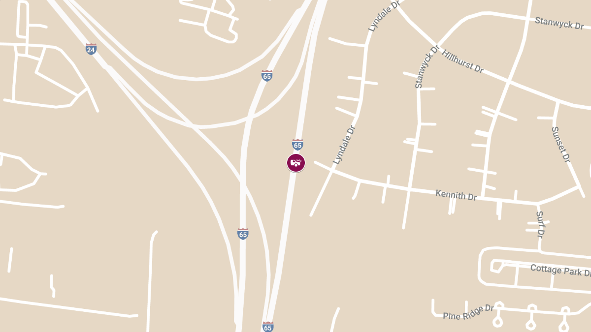 Injury Crash at MM 88 on I-65 S Between I-24 Merge & Trinity Ln