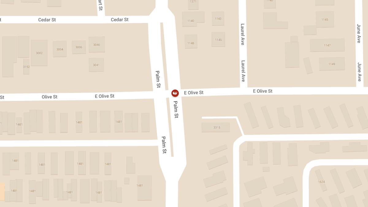 Injury Crash at Olive St & Palm St