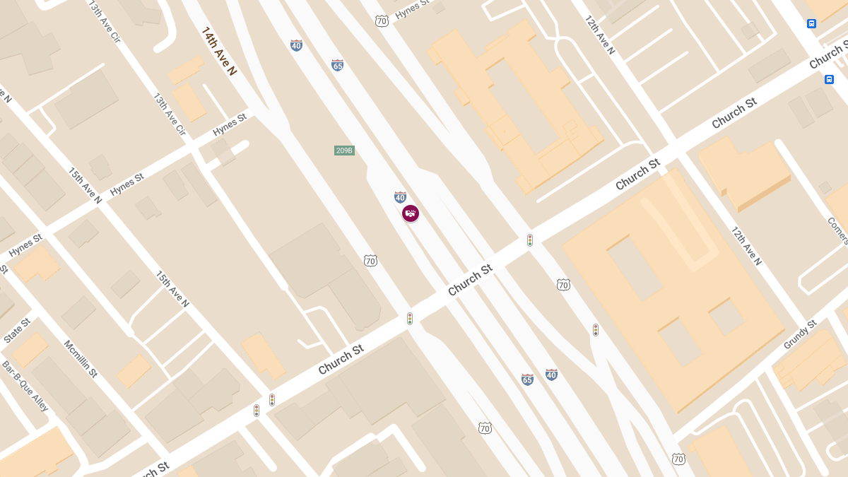 Injury Crash on I-40 W at MM 208 Near Church St and I-65 Split