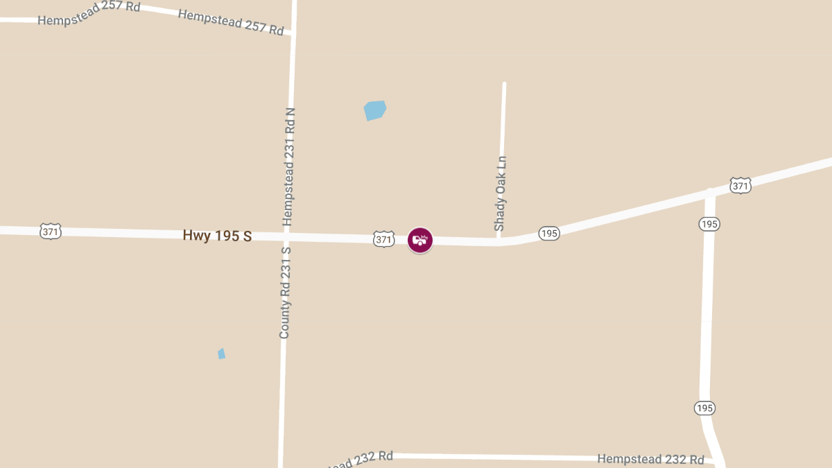 Injury Crash on U.S. Highway 371 approximately 5.7 miles Northwest of State Highway 195