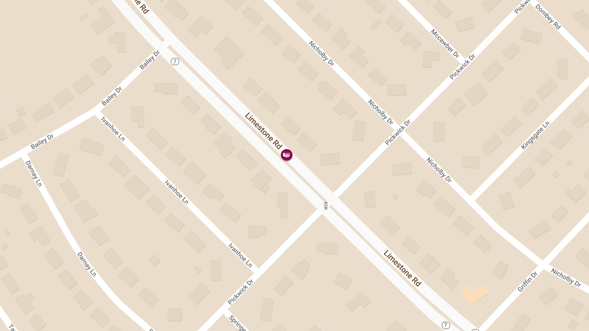 Injury Crashes Reported on Limestone Rd at Pickwick Dr and Centerville Rd near Hillside Rd