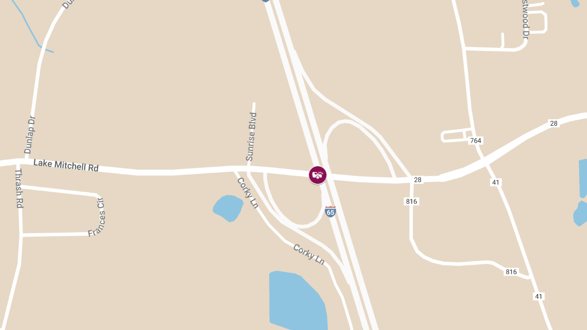 Major Crash on I-65 NB at Exit 208: Lake Mitchell Rd