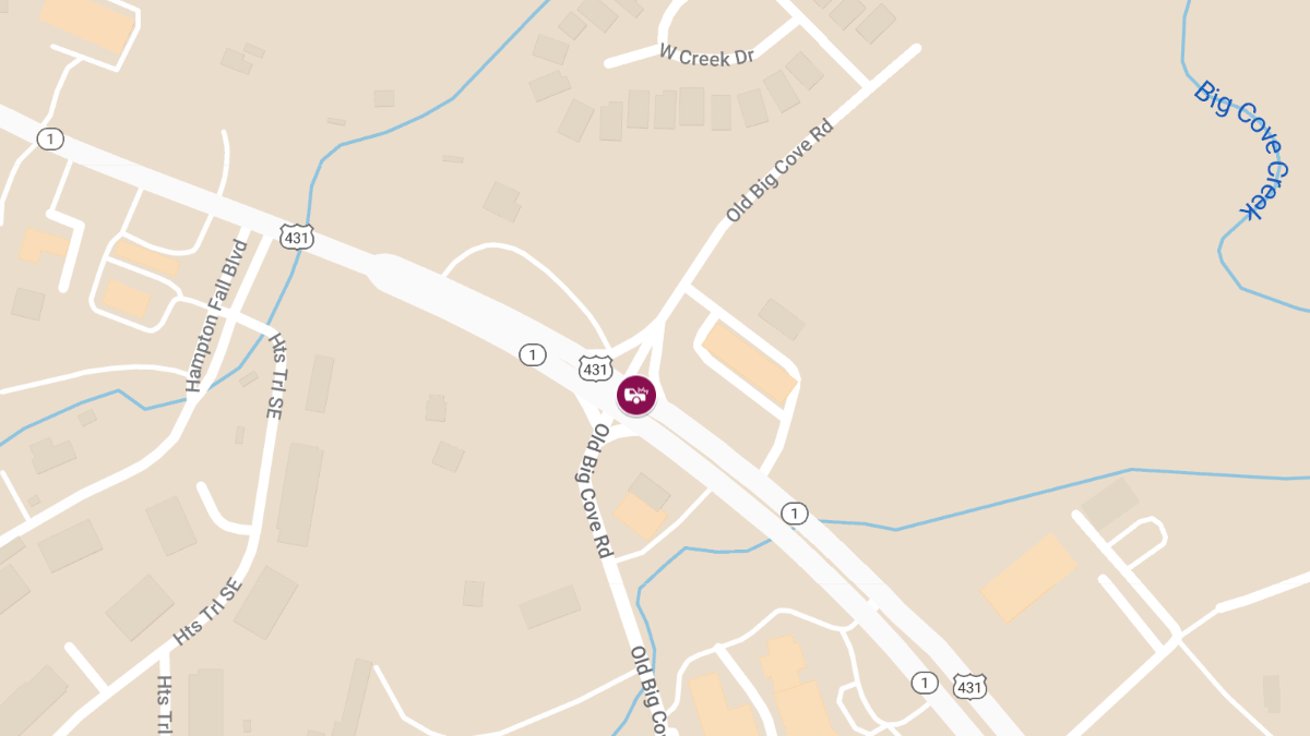 Major Crash on US 431 at Old Big Cove Rd