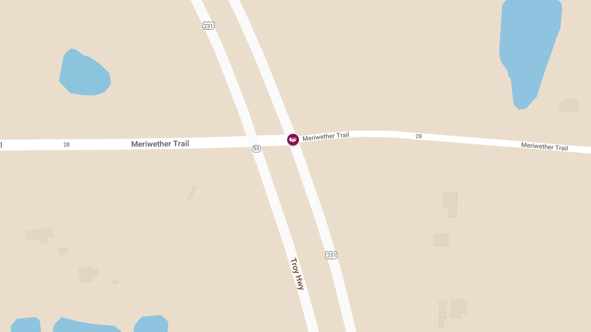Major Crash on US231Troy Hwy SB at Meriwether Trail