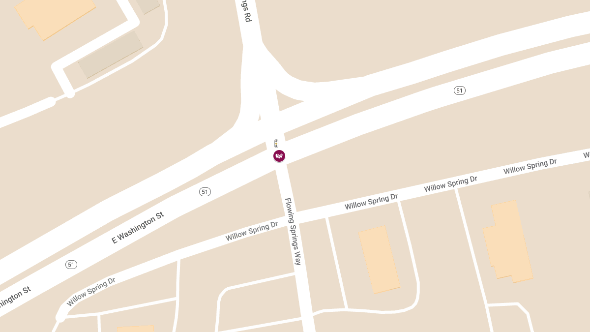 Motor Vehicle Accident with Injuries at Washington St & Flowing Springs Rd