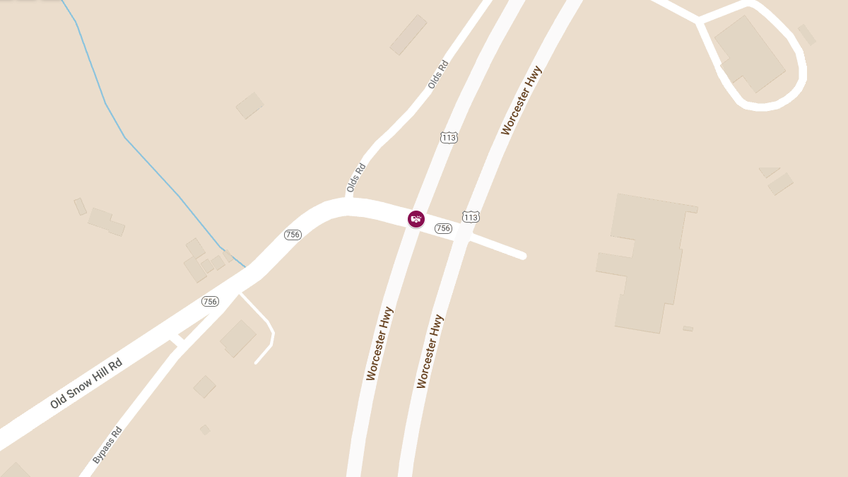 Motor Vehicle Crash With Injuries at Worcester Hwy & Old Snow Hill Rd