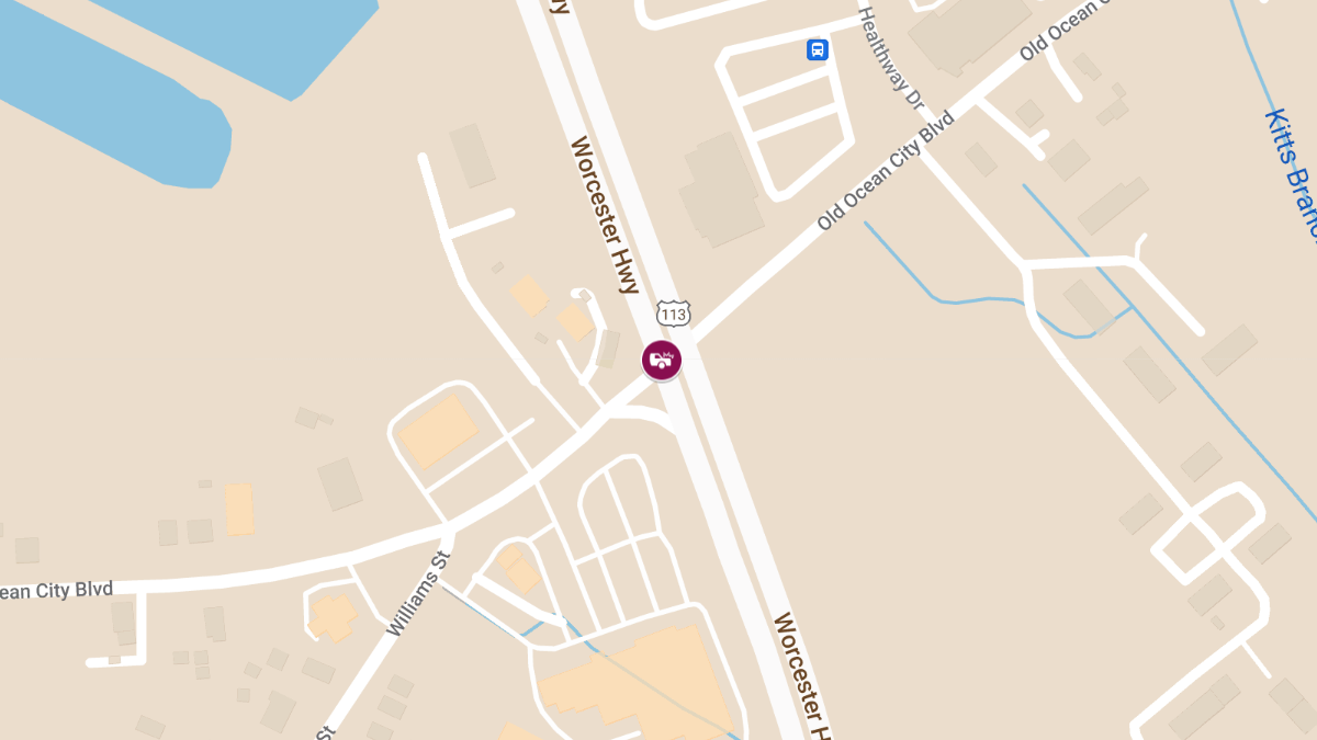 Motor Vehicle Crash with Injuries at Worcester Hwy & Old Ocean City Rd