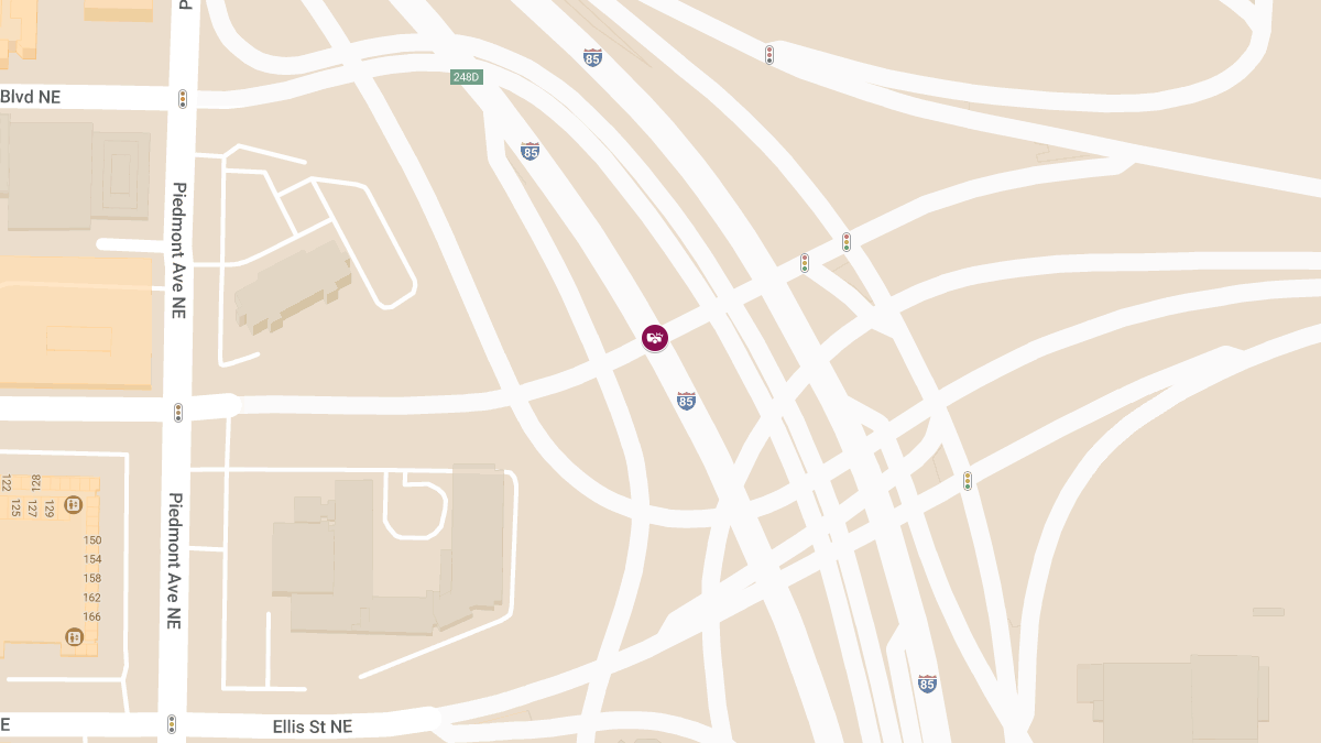 Nine-Car Crash with Injuries at Andrew Young International Blvd NE & I-75 S