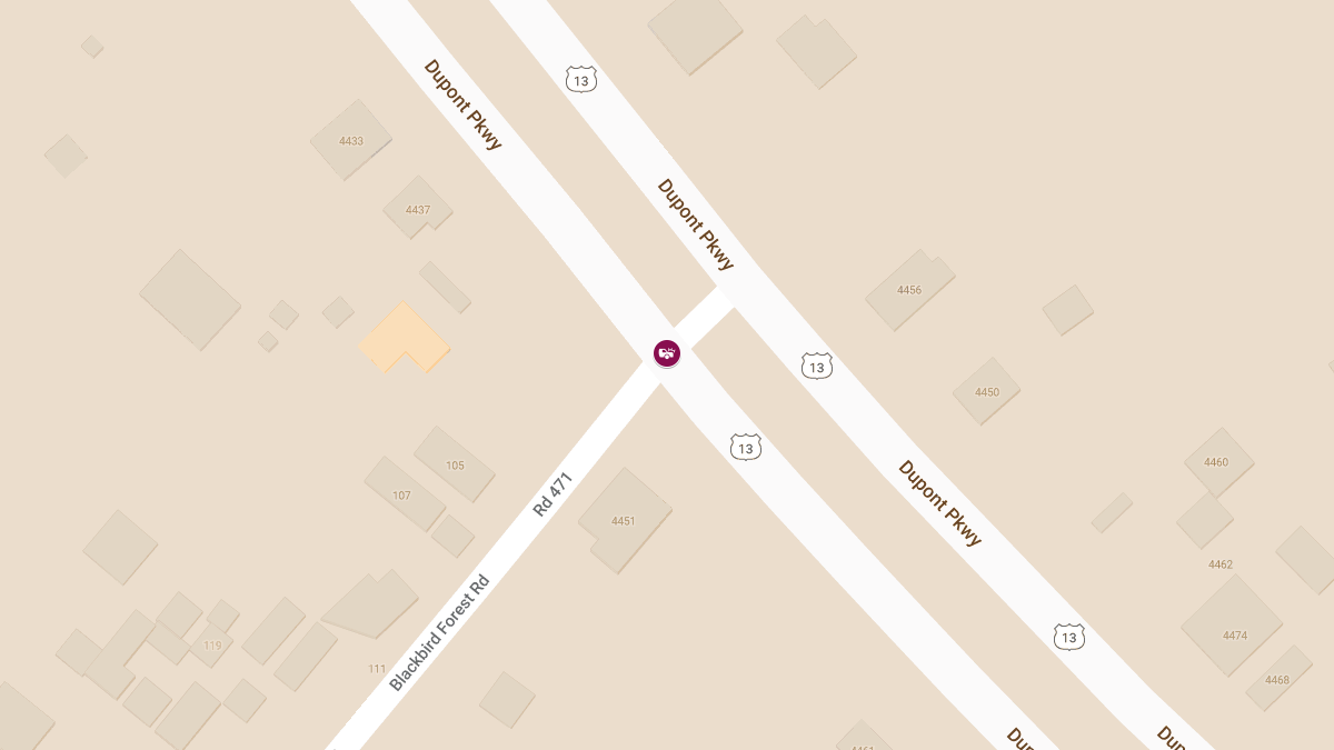 Rollover Crash with Injuries at Rte 13 & Blackbird Forest Rd