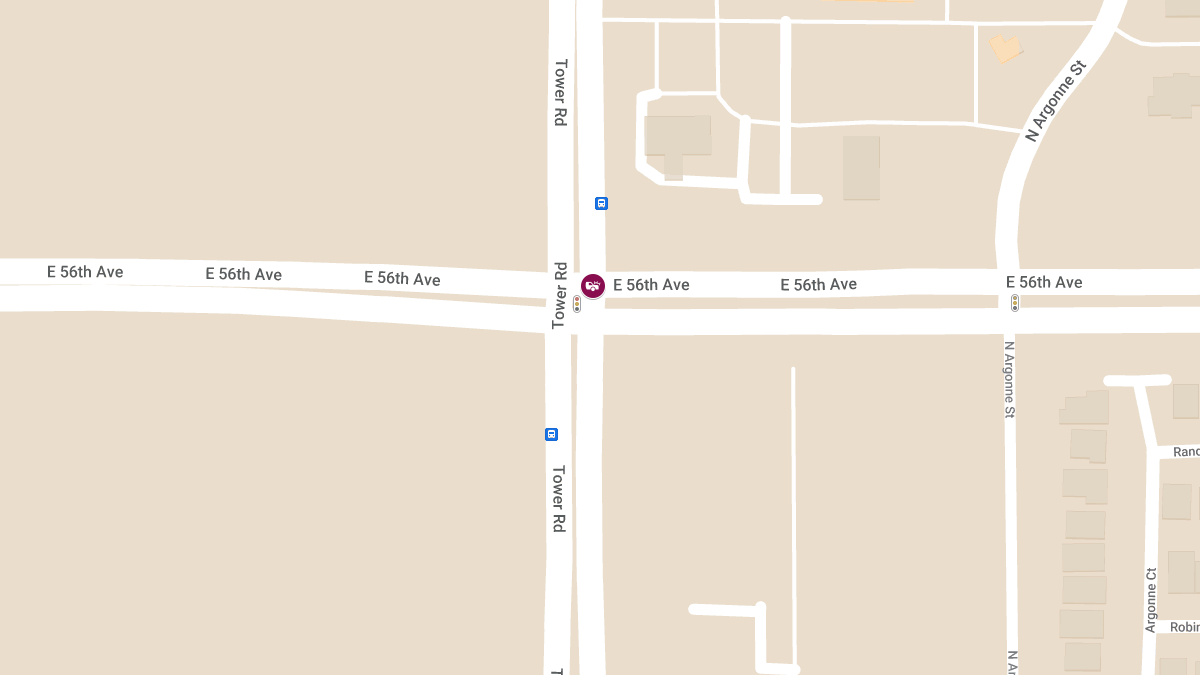 Serious Two-Vehicle Crash with Injuries at N Tower Rd & E 56th Ave