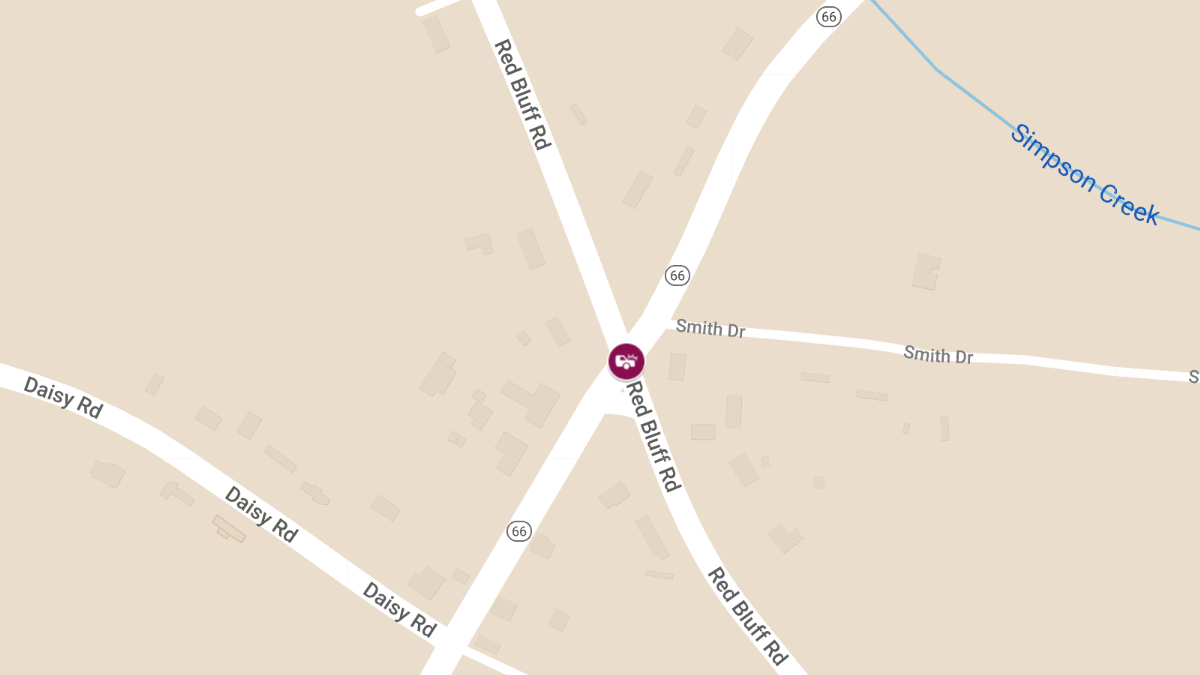 Three-Vehicle Crash with Injuries at Red Bluff Rd & Highway 66
