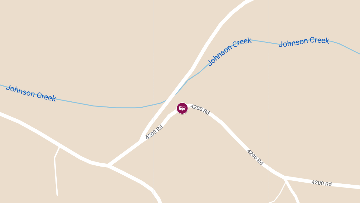 Truck Overturns in Ditch on 4200 Rd, Injuries Reported