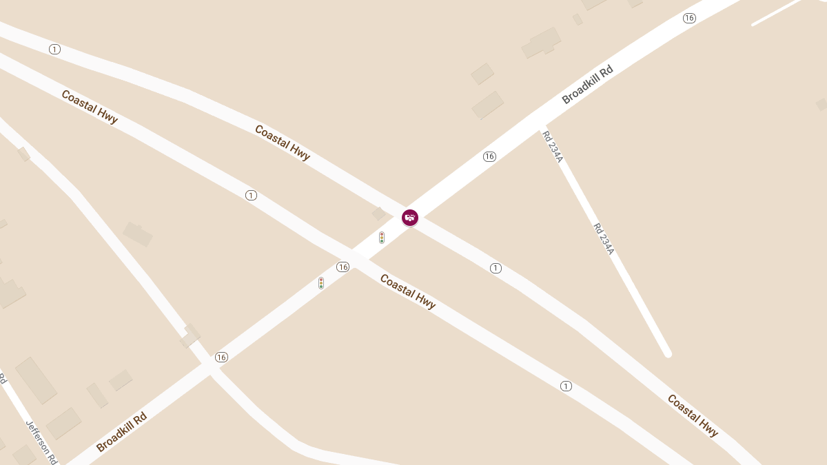 Two Injured in Collision at Broadkill Rd and SB Coastal Hwy