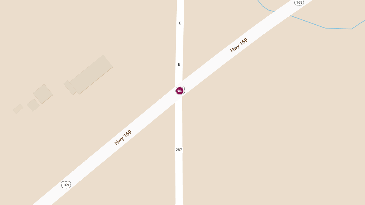 Two Injured in Collision at US-169 and Route E