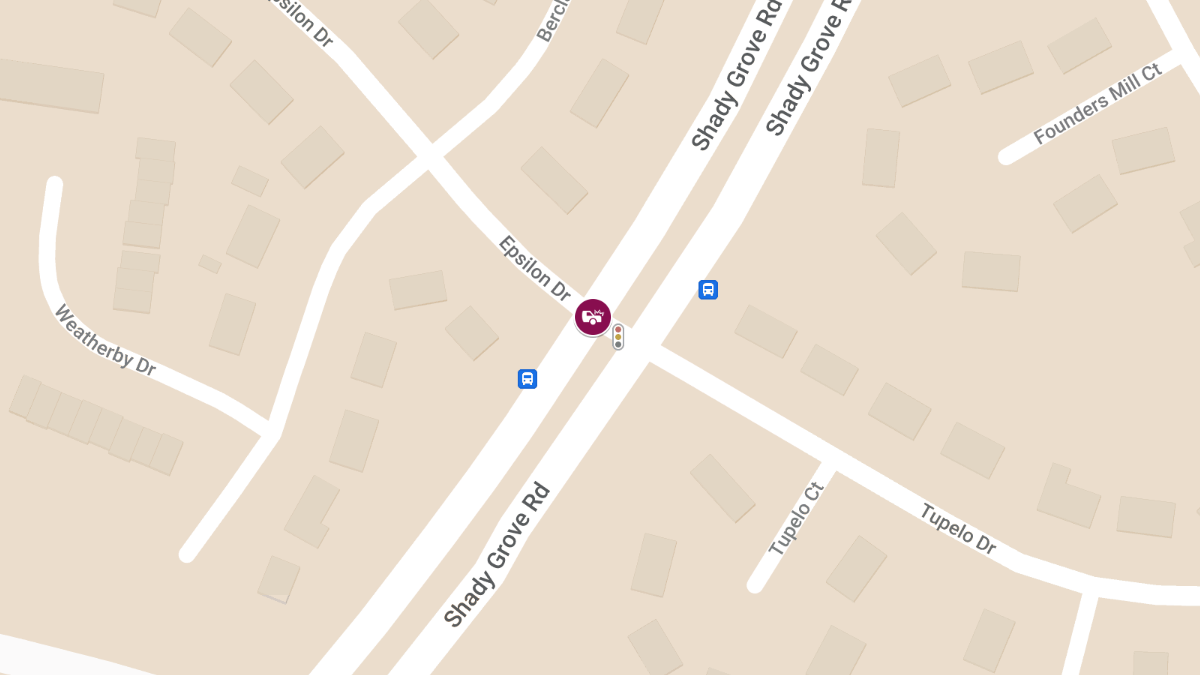 Two Injured in Three-Vehicle Crash on Shady Grove Rd at Epsilon Dr