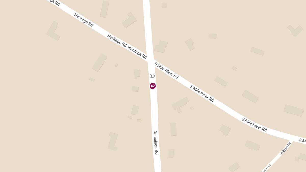 Two-Vehicle Crash on Rte 21 Near 5 Mile River and Heritage Roads