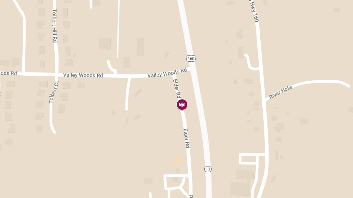 Two-Vehicle Crash on US 160 at Elder Rd