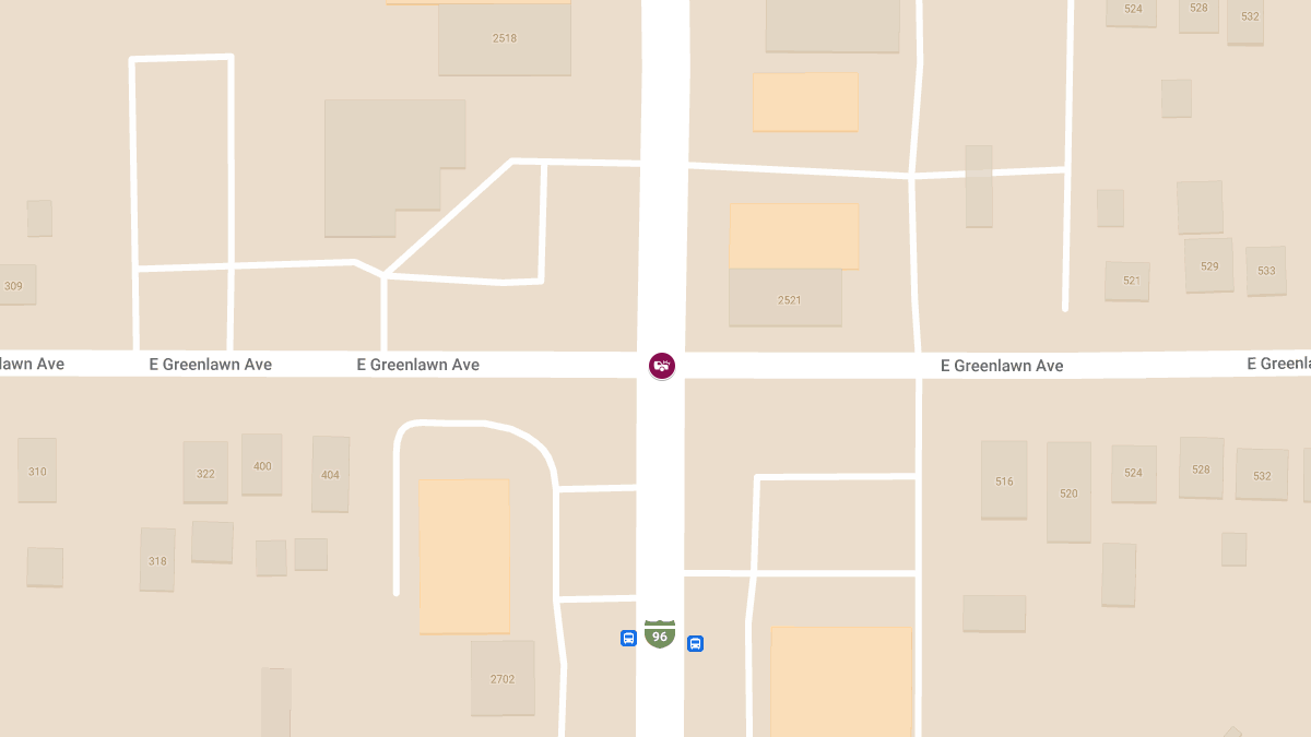 Two-Vehicle Crash with Injuries at South Cedar St & Greenlawn Ave
