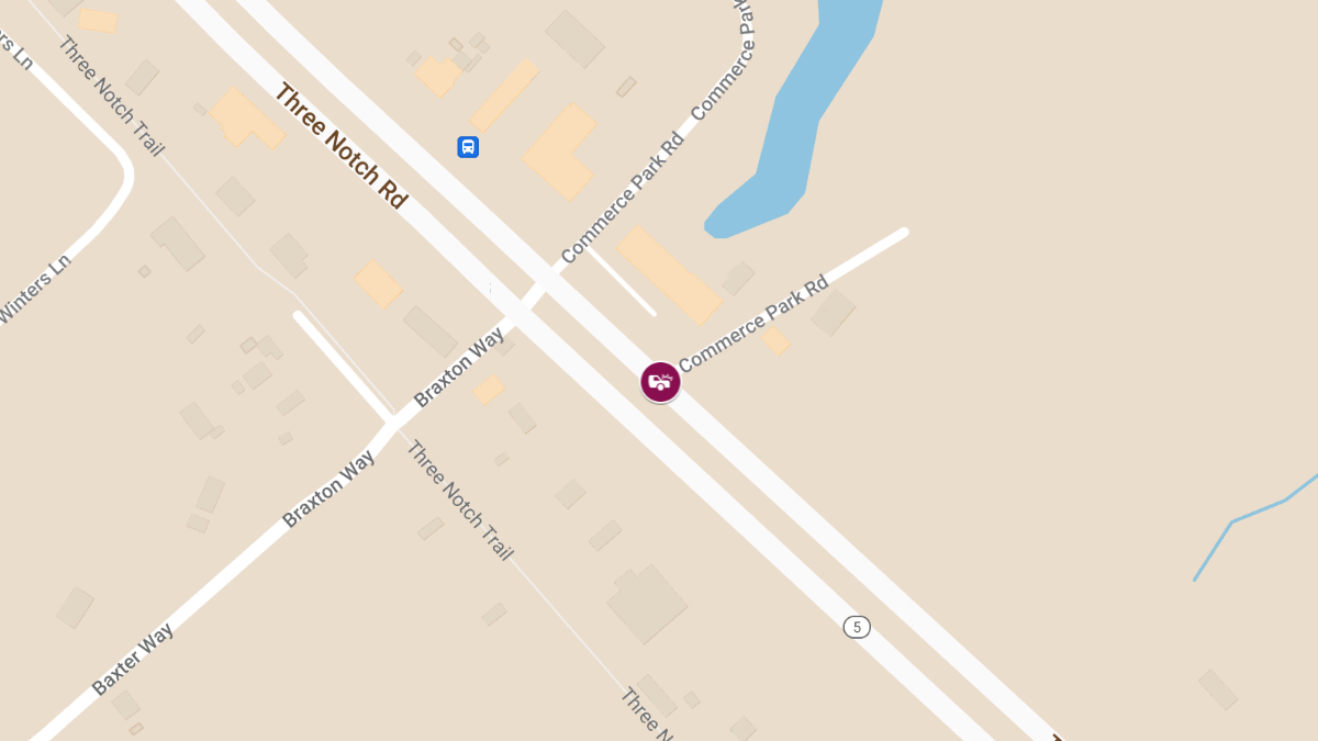 Two-Vehicle Crash with Injuries at Three Notch Rd & Commerce Park Rd