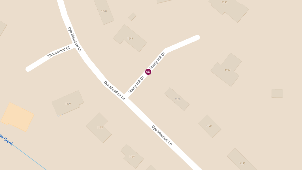 Vehicle Accident with Injuries at 1198 Shady Hill Ct