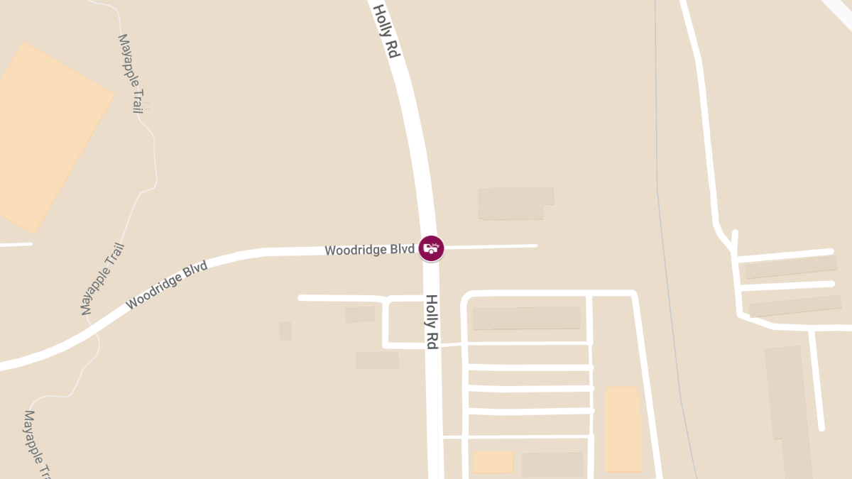 Vehicle Accident with Injury at Holly Rd & Woodridge Dr