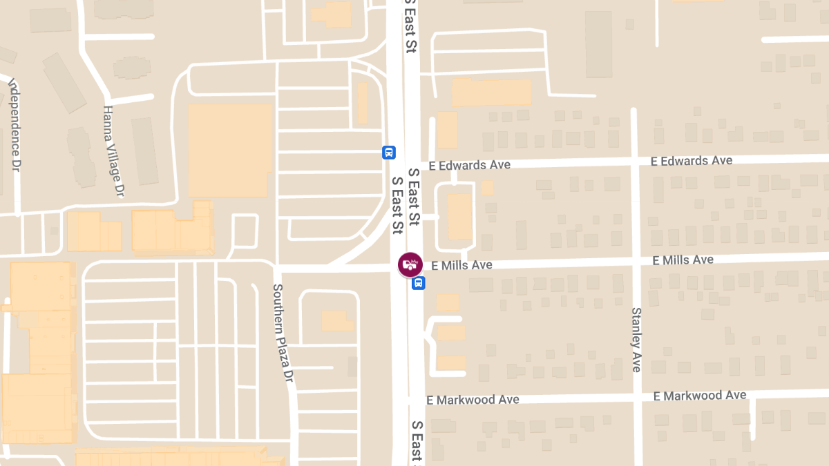 Vehicle Collision Involving Injuries at S East St & E Mills Ave