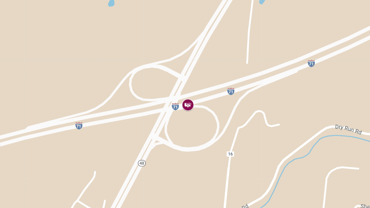 Vehicle Collision with Injuries Reported on I-71 Near Mile 104