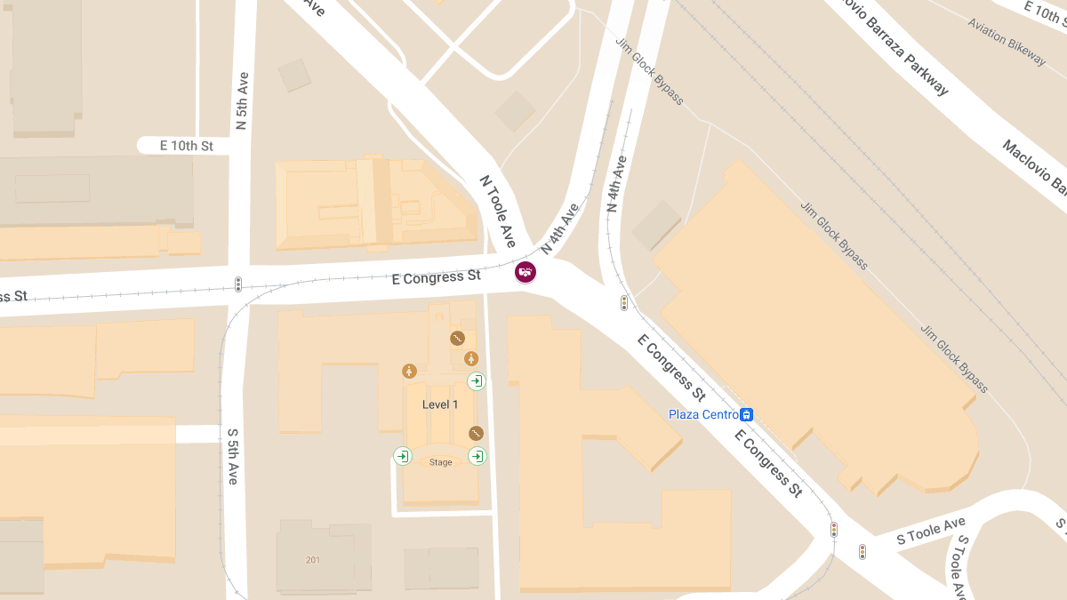 Vehicle Collision with Injuries at E Congress St & N Toole Ave