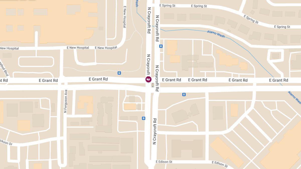 Vehicle Collision with Injuries at E Grant Rd and N Craycroft Rd