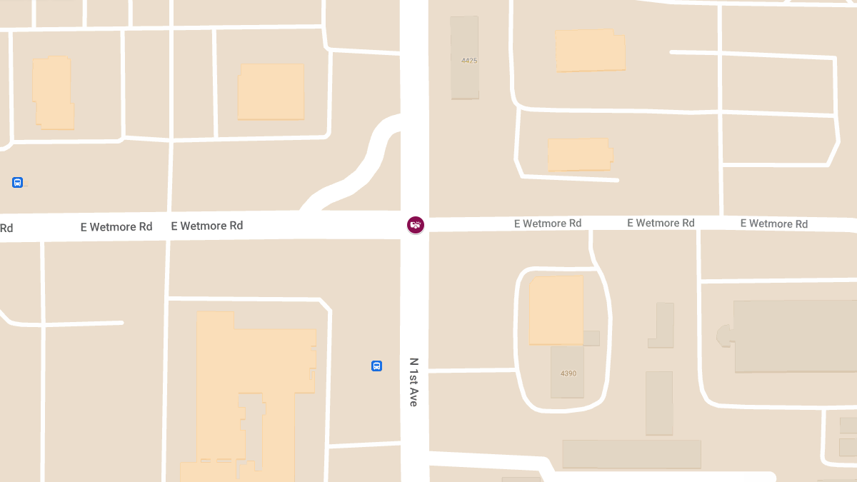 Vehicle Collision with Injuries at E Wetmore Rd & N 1st Ave