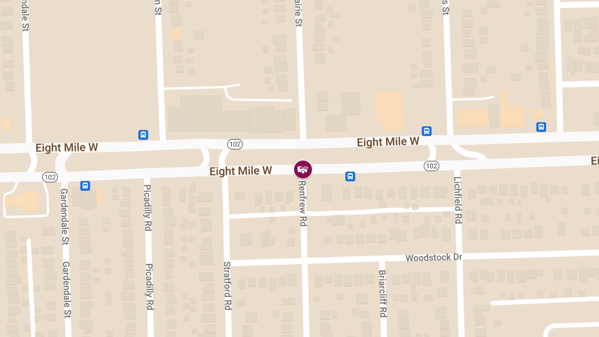 Vehicle Collision with Injuries at W 8 Mile Rd & Renfrew Rd