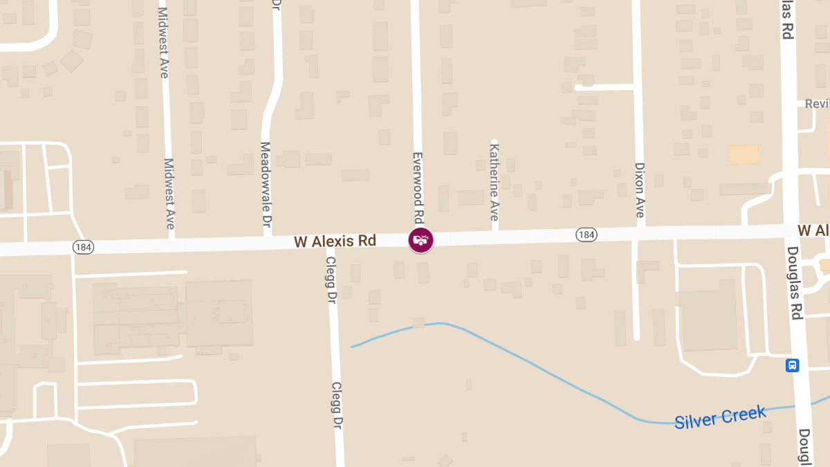 Vehicle Collision with Injuries at W Alexis Rd and Everwood Rd