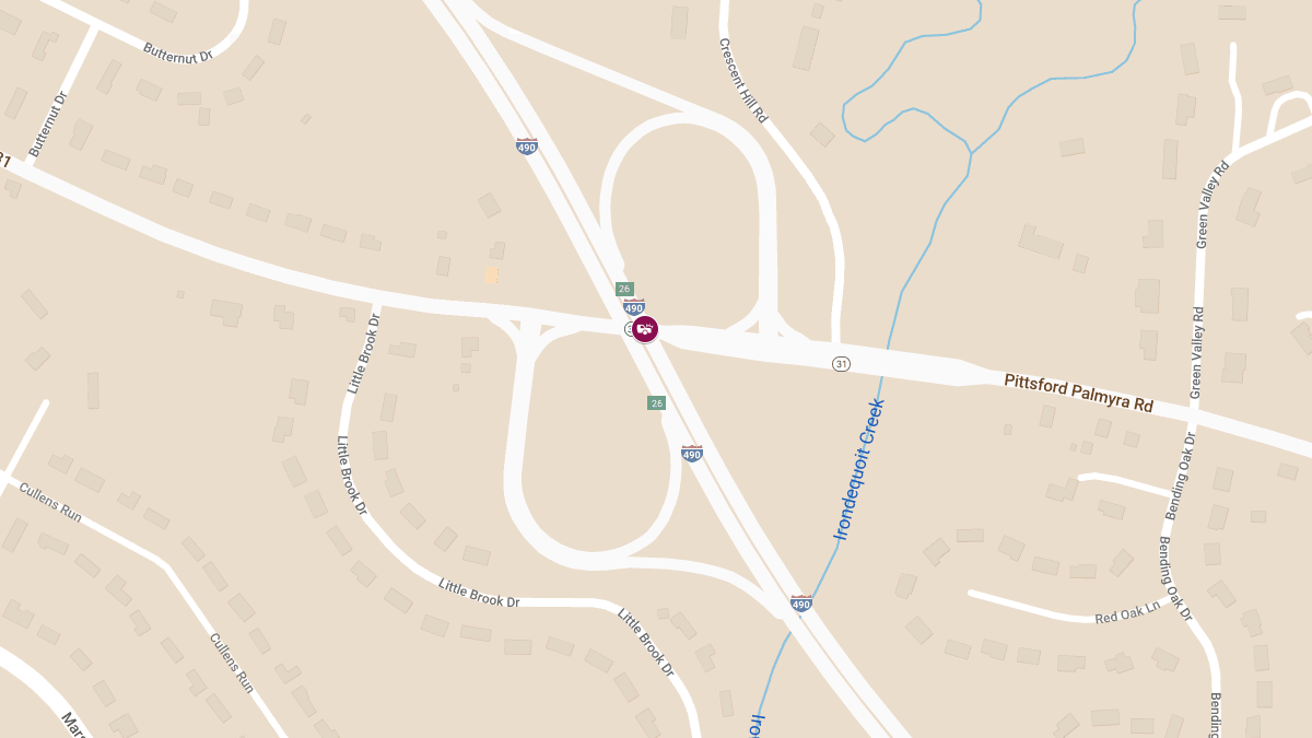 Vehicle Collision with Injuries on I-490 EB at Pittsford Palmyra Rd