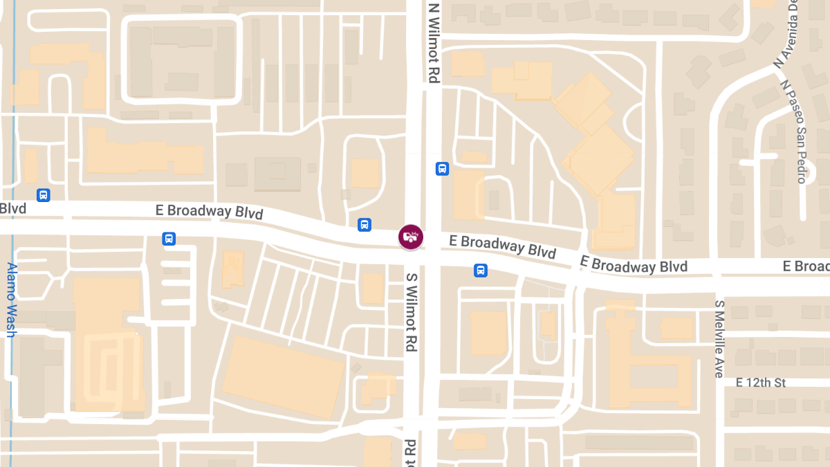 Vehicle Collision With Injuries at E Broadway Blvd & N Wilmot Rd