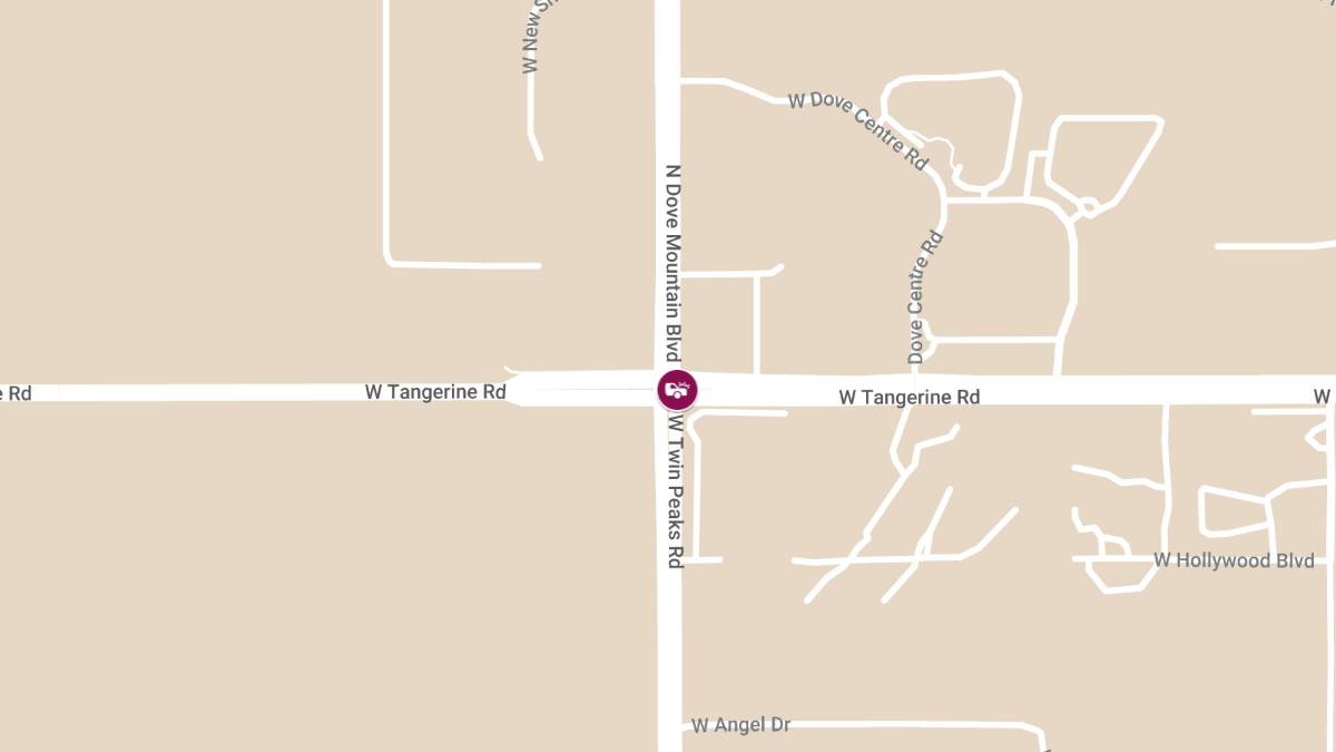Vehicle Overturned in Two-Vehicle Collision at W Twin Peaks Rd & W Tangerine Rd