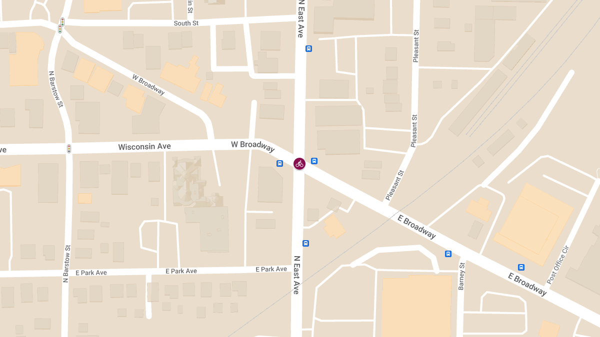 Vehicle vs. Bicyclist Crash with Possible Injuries at Broadway & East Ave