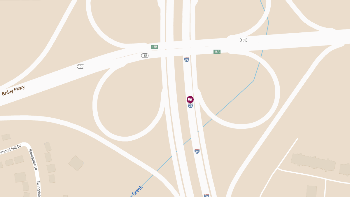 Accident on I-24 W near Briley Pkwy N Causes Injuries