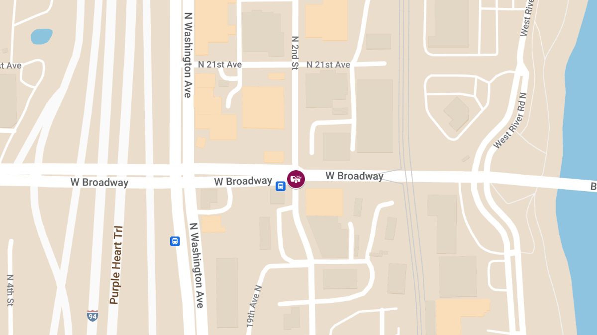 Accident with Injuries at N 2nd St & W Broadway Ave